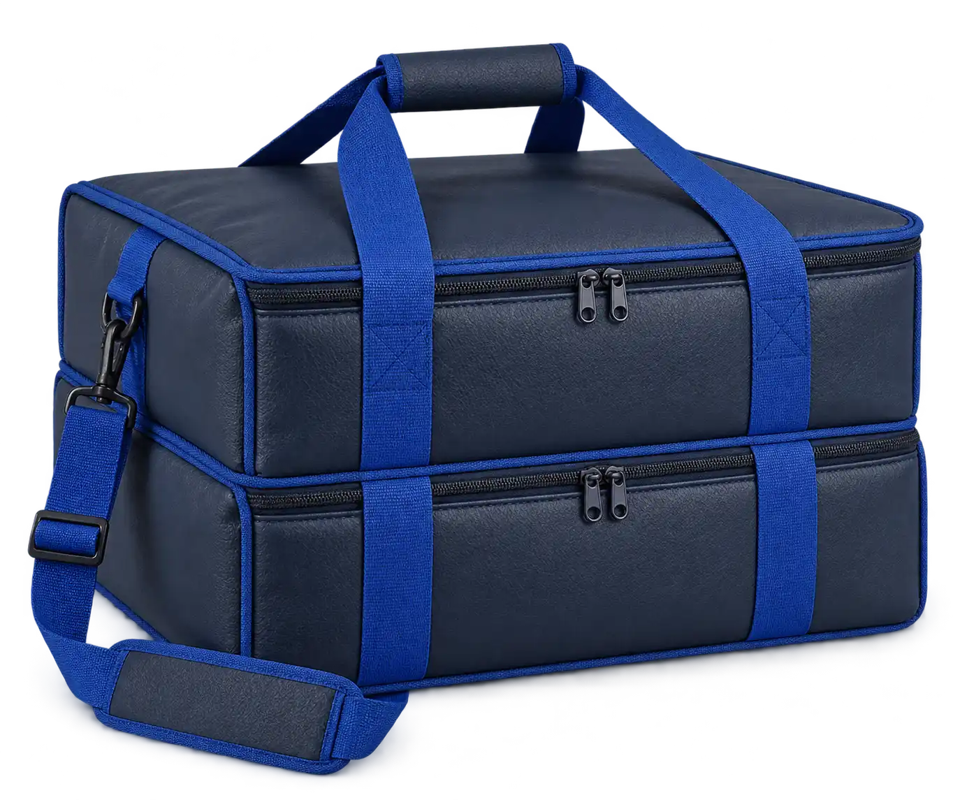 Navy Faux Leather Thermal Pizza Delivery Bag — Cobalt blue