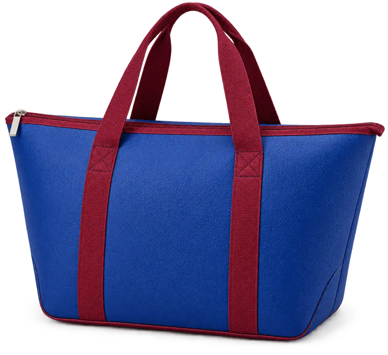 Royal Blue Faux Leather Thermal Cooler Bag — Burgundy