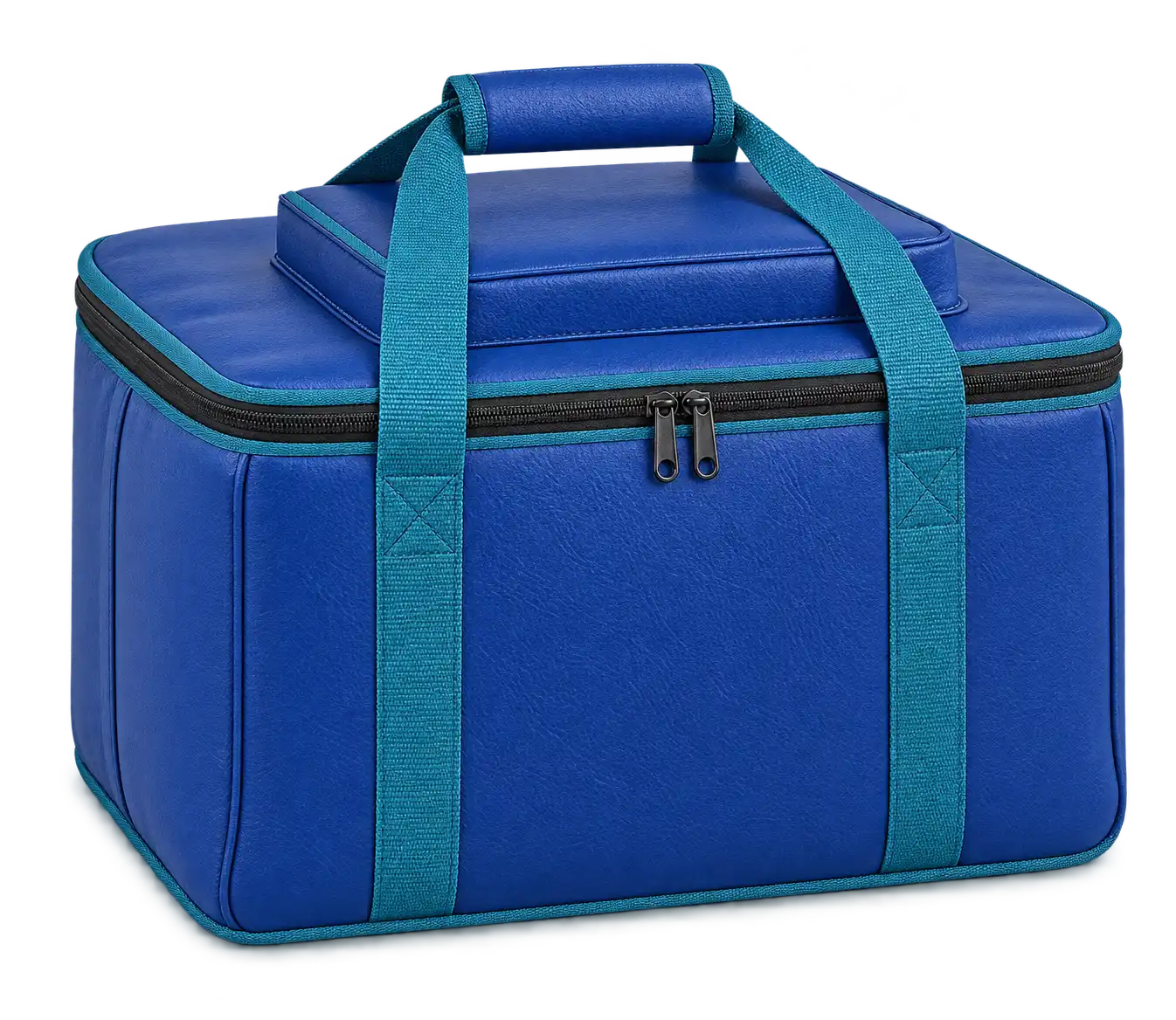 Royal Blue Faux Leather Thermal Food Delivery Bag — Teal