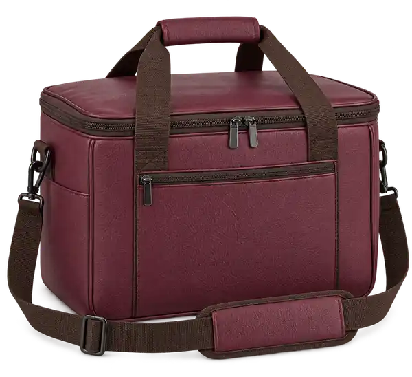 Burgundy Faux Leather Thermal Burger Delivery Bag