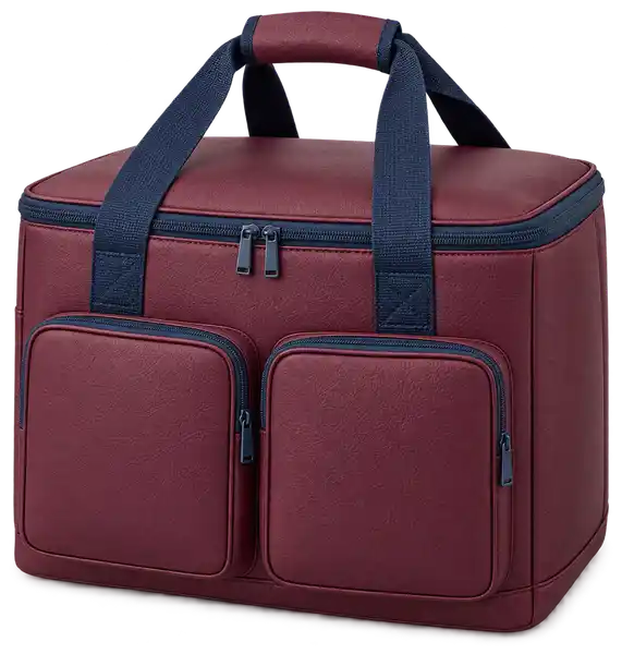 Burgundy Faux Leather Thermal Cooler Bag