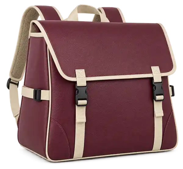 Burgundy Faux Leather Insulated Rider Delivery Bag