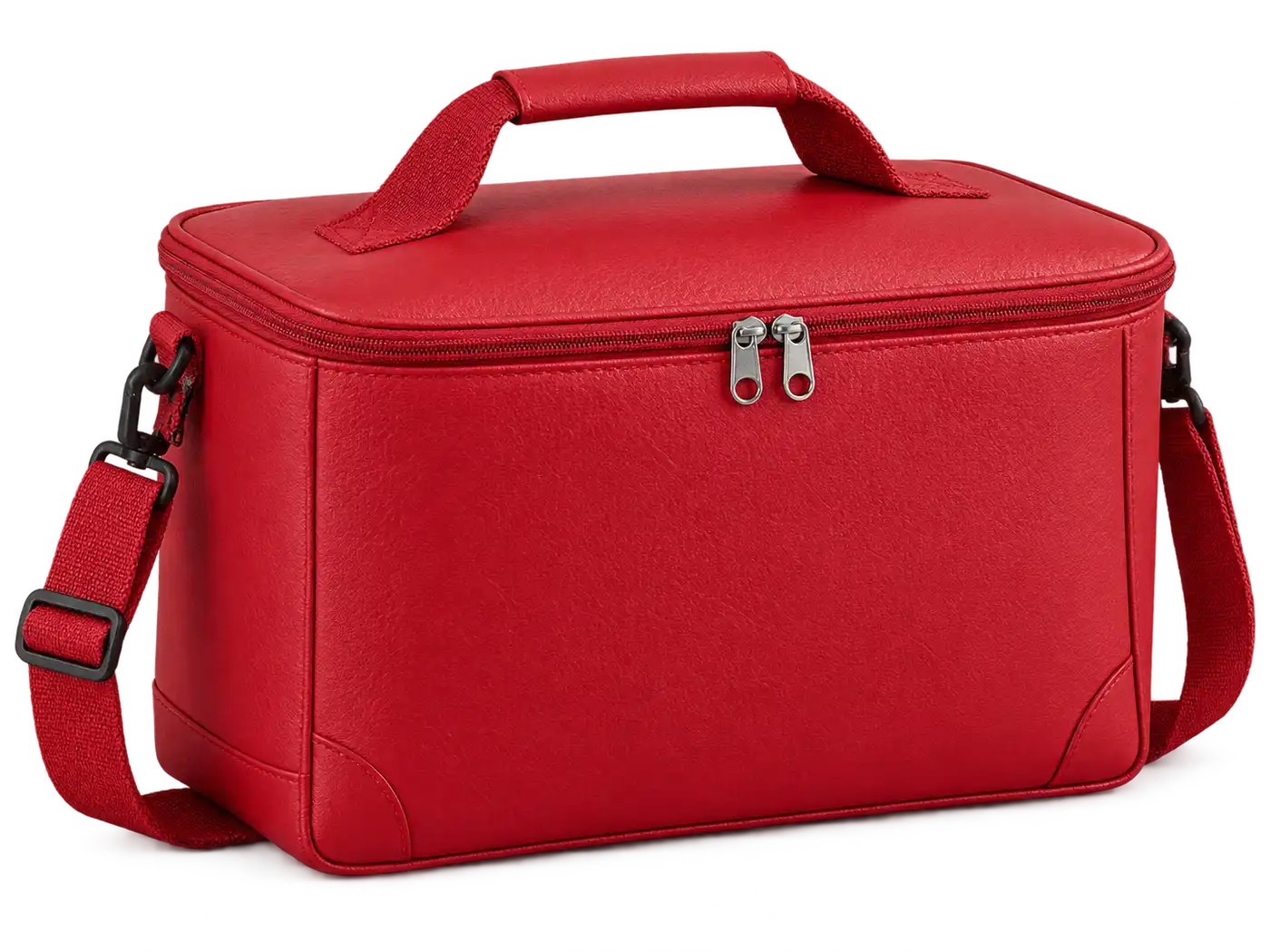 Red Faux Leather Thermal Cooler Bag — Red