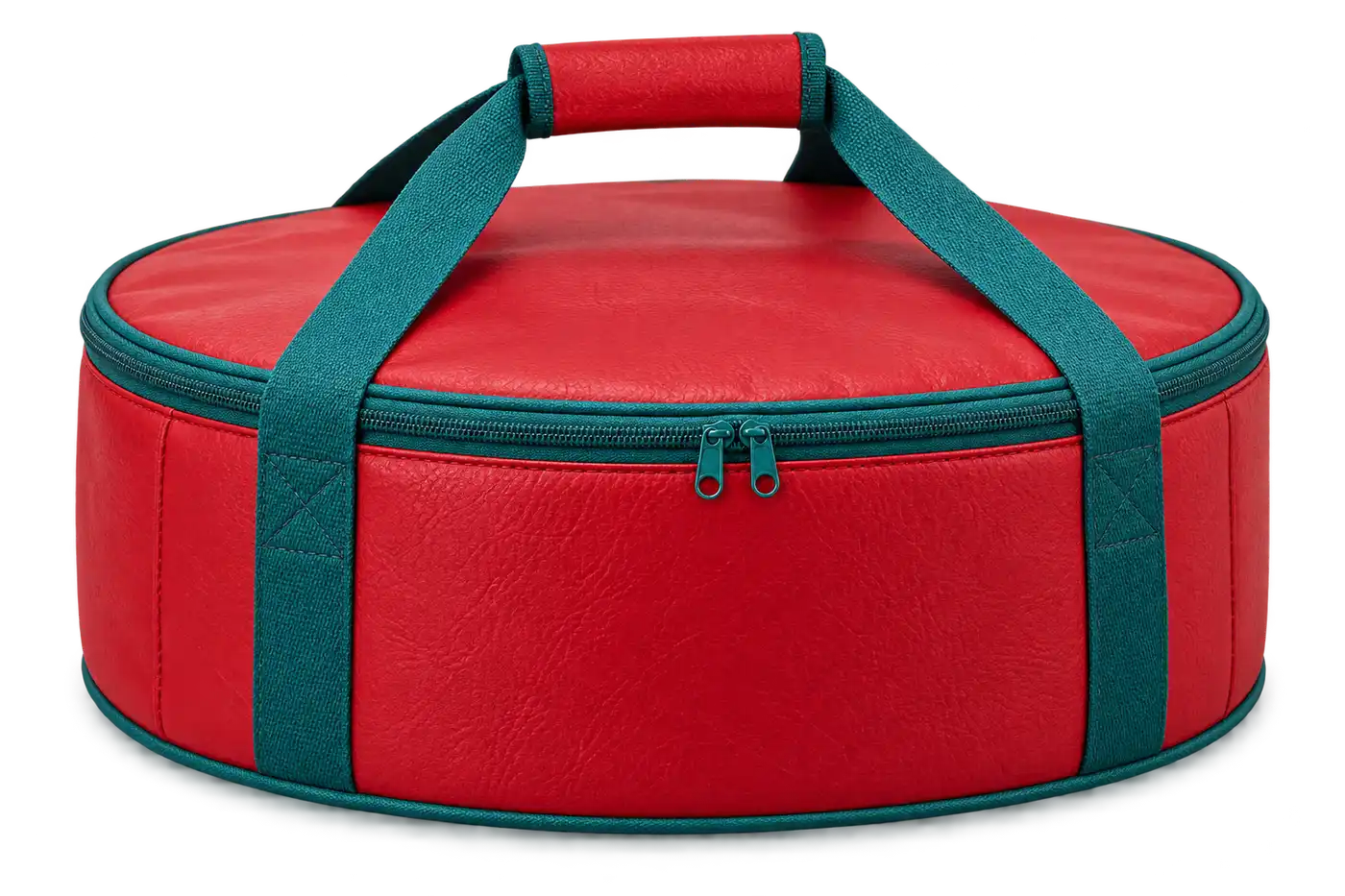 Red Faux Leather Thermal Pizza Delivery Bag — Teal