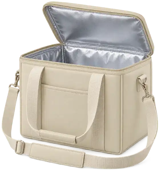 Pale Cream Faux Leather Thermal Burger Delivery Bag