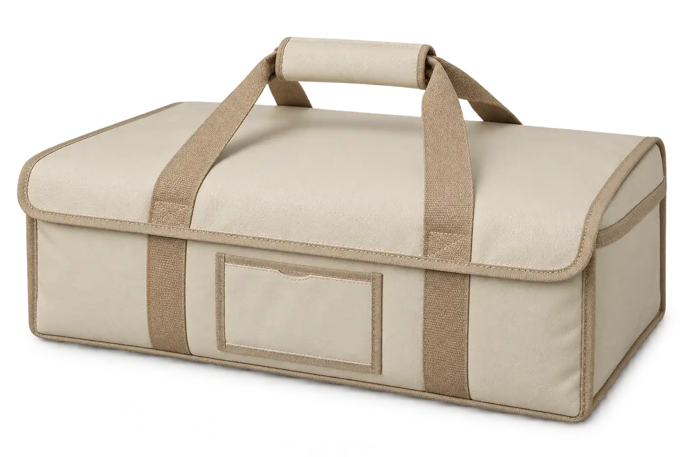 Pale Cream Faux Leather Thermal Food Delivery Bag — Camel tan