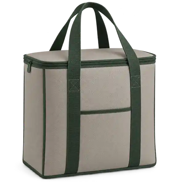 Warm Grey Faux Leather Thermal Cooler Bag