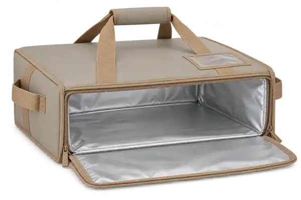 Warm Grey Faux Leather Thermal Pizza Delivery Bag