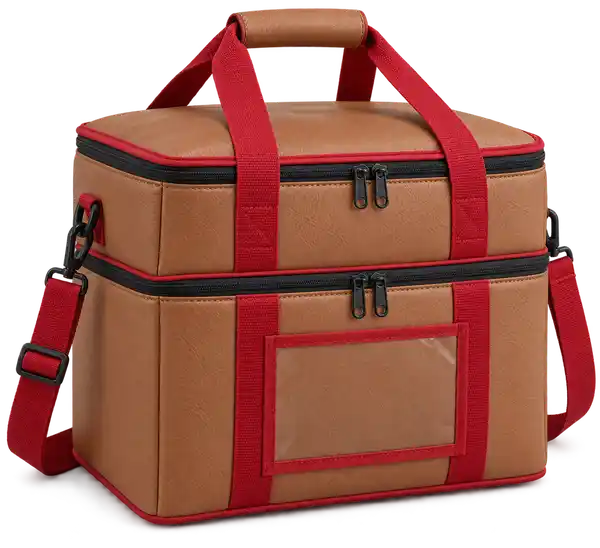 Caramel Tan Faux Leather Thermal Burger Delivery Bag