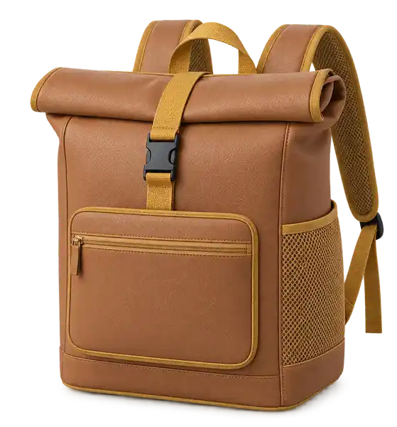 Caramel Tan Faux Leather Thermal Cooler Bag