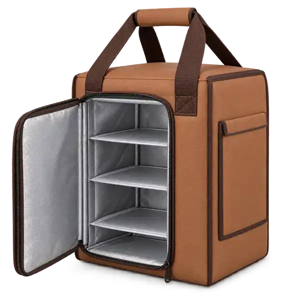 Caramel Tan Faux Leather Thermal Food Delivery Bag