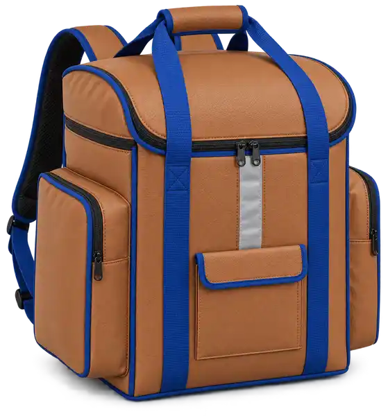 Caramel Tan Faux Leather Insulated Rider Delivery Bag