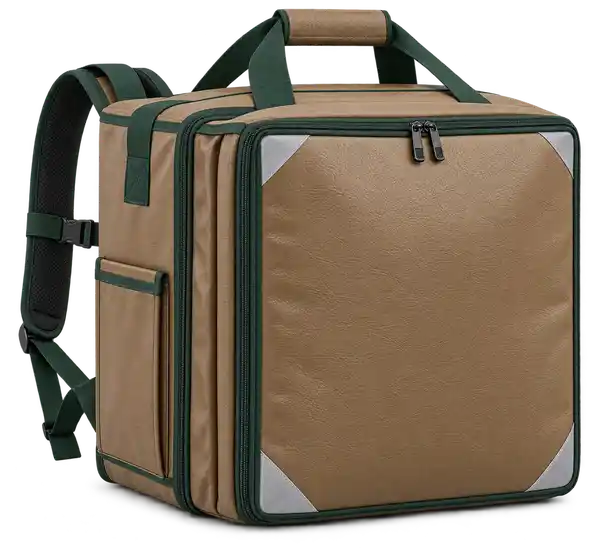 Camel Brown Faux Leather Insulated Rider Delivery Bag