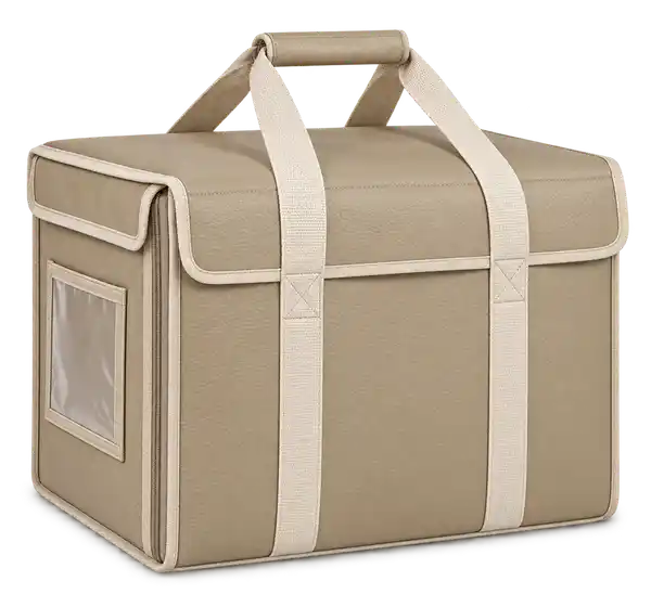 Sand Beige Faux Leather Thermal Food Delivery Bag