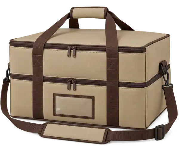 Sand Beige Faux Leather Thermal Pizza Delivery Bag
