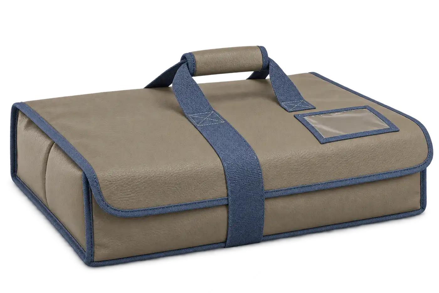 Olive Taupe Faux Leather Thermal Pizza Delivery Bag — Slate blue