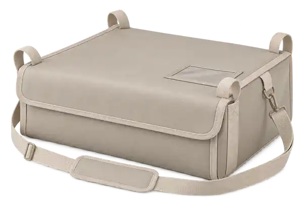 Pale Greige Faux Leather Thermal Pizza Delivery Bag