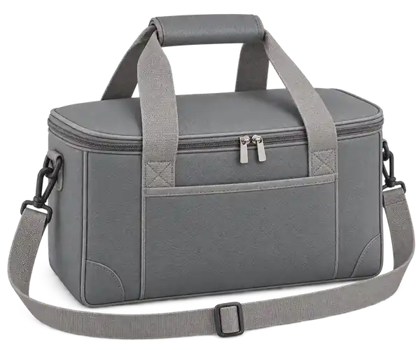 Medium Grey Faux Leather Thermal Cooler Bag