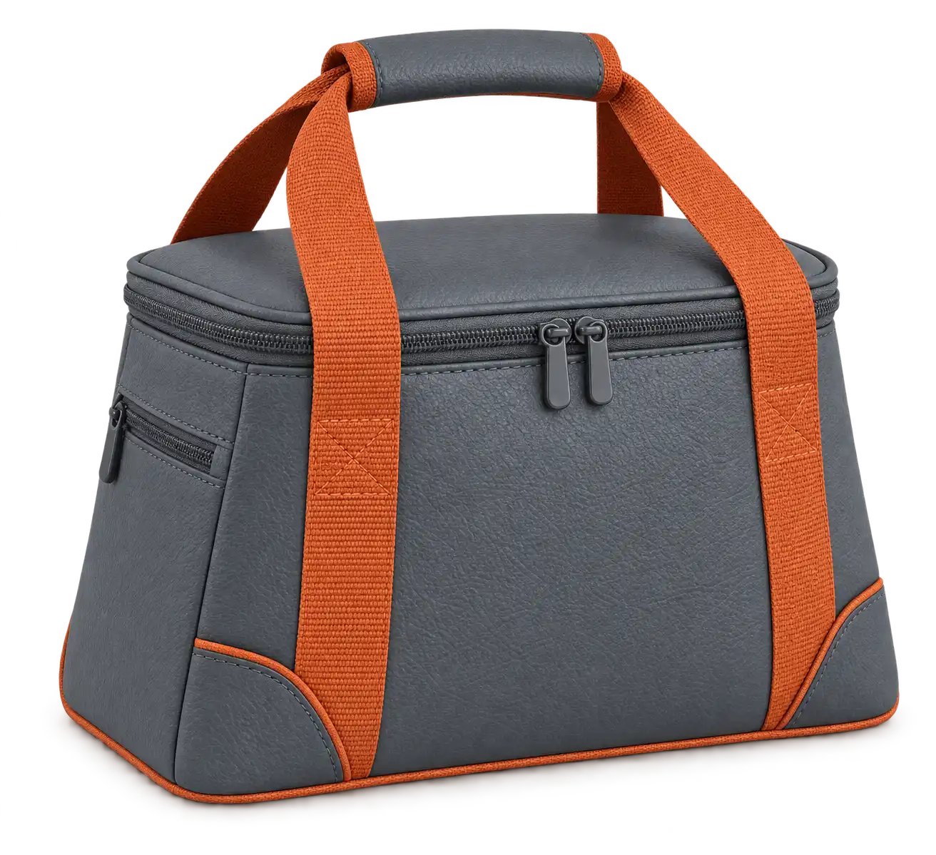 Slate Grey Faux Leather Thermal Cooler Bag — Burnt orange
