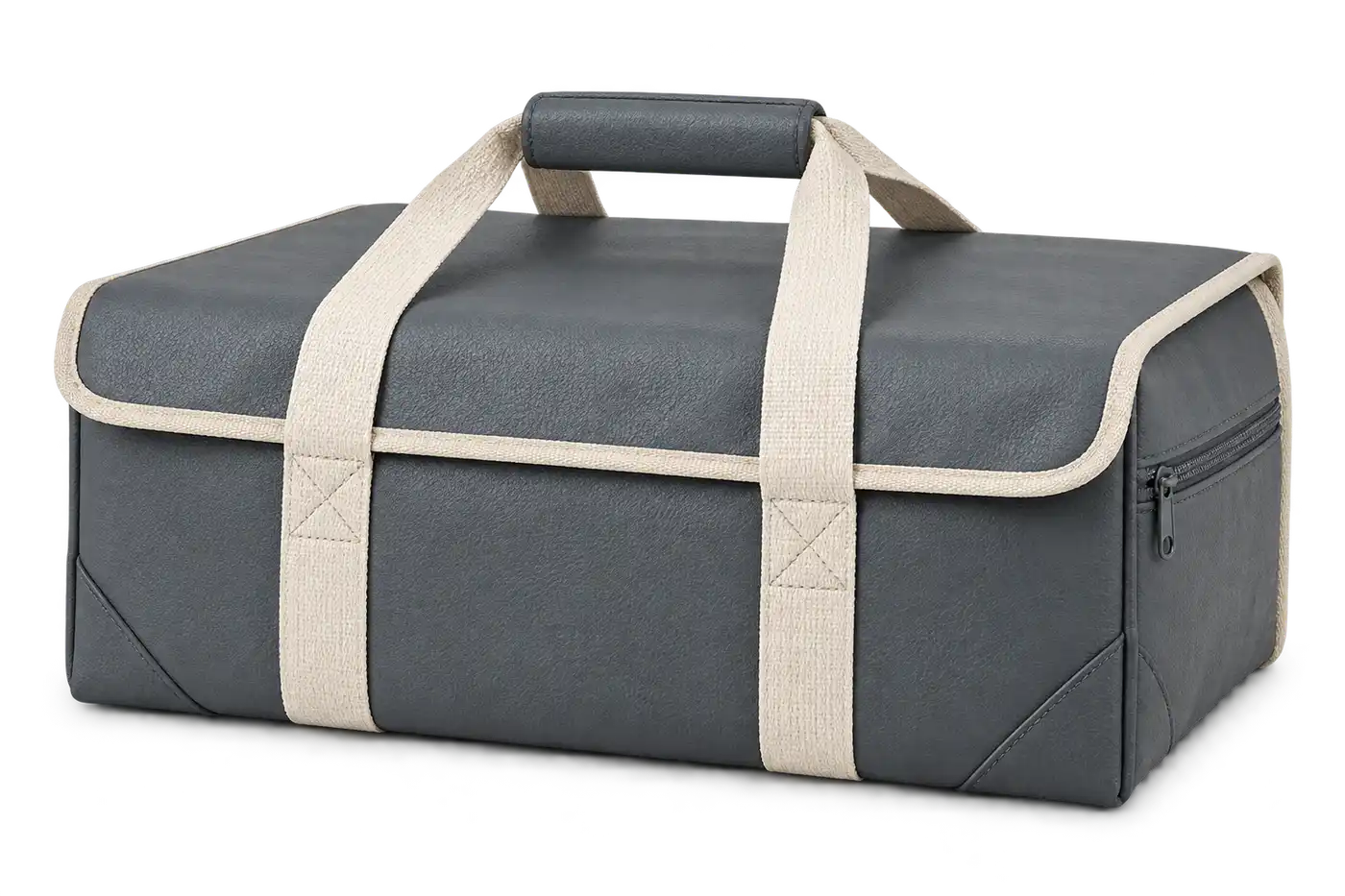 Slate Grey Faux Leather Thermal Food Delivery Bag — Ivory