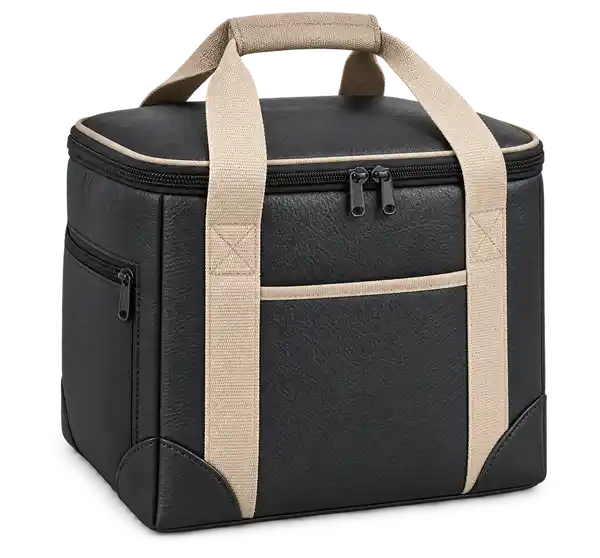 Black Faux Leather Thermal Burger Delivery Bag