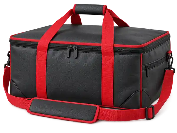 Black Faux Leather Thermal Pizza Delivery Bag