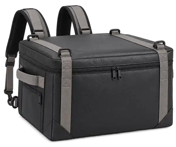 Black Faux Leather Insulated Rider Delivery Bag