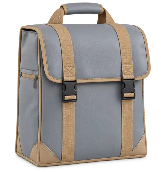 Silver Grey Faux Leather Thermal Burger Delivery Bag