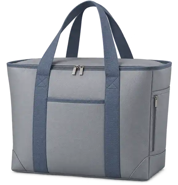 Silver Grey Faux Leather Thermal Cooler Bag