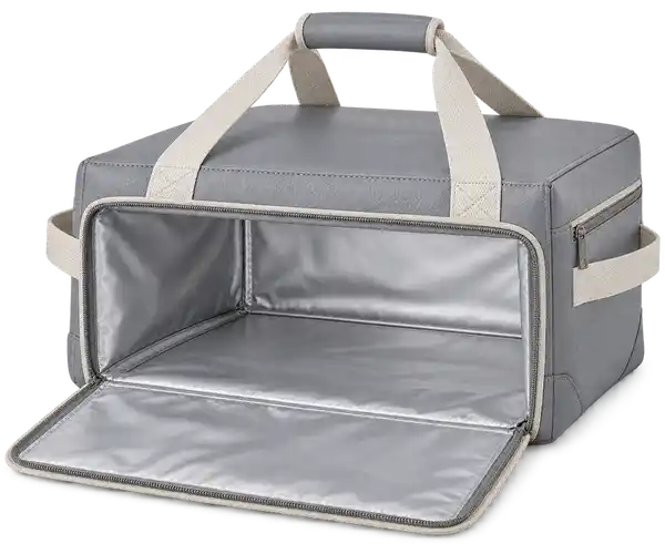 Silver Grey Faux Leather Thermal Pizza Delivery Bag