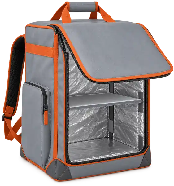 Silver Grey Faux Leather Insulated Rider Delivery Bag