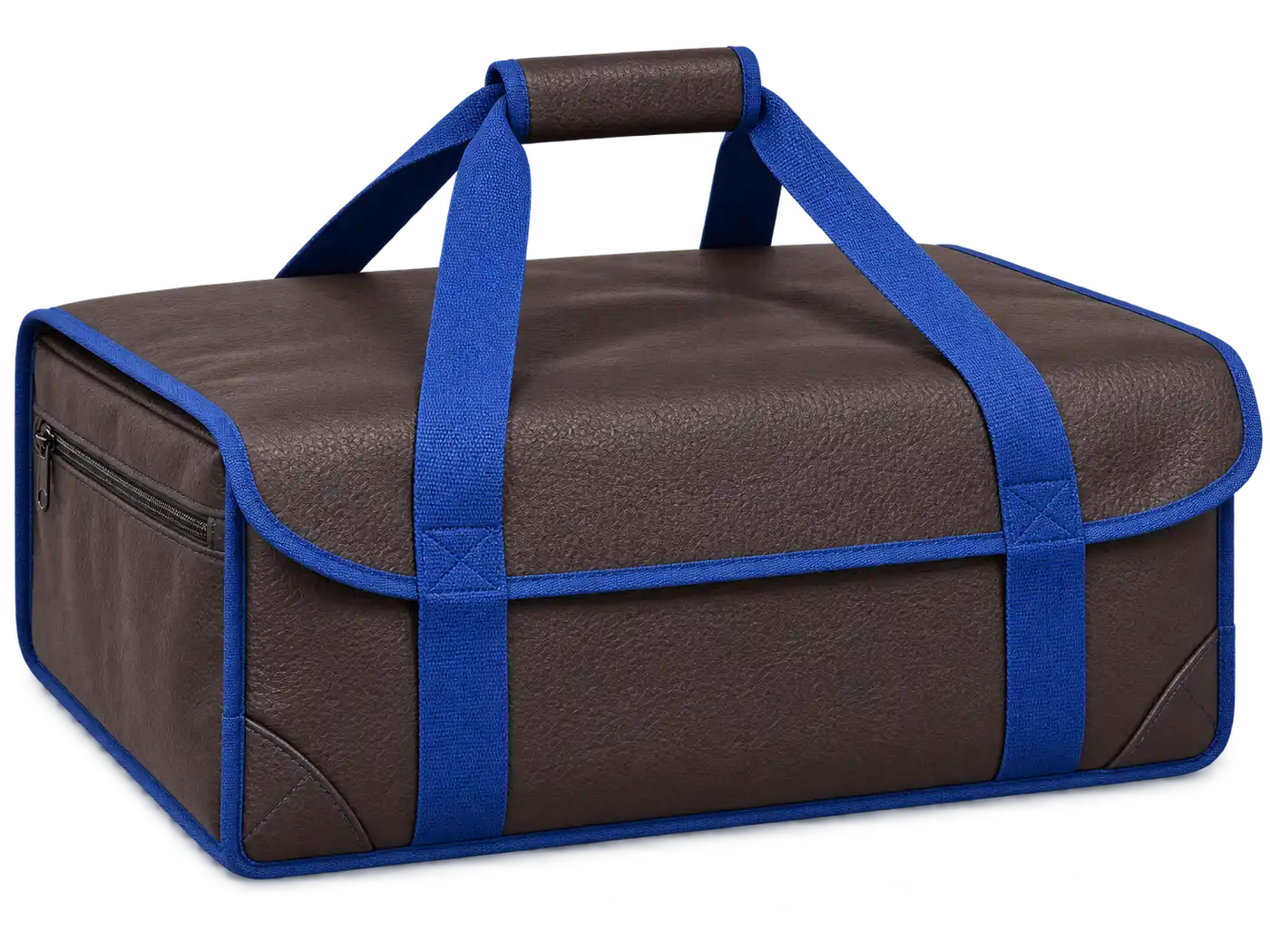 Dark Chocolate Faux Leather Thermal Pizza Delivery Bag — Cobalt blue