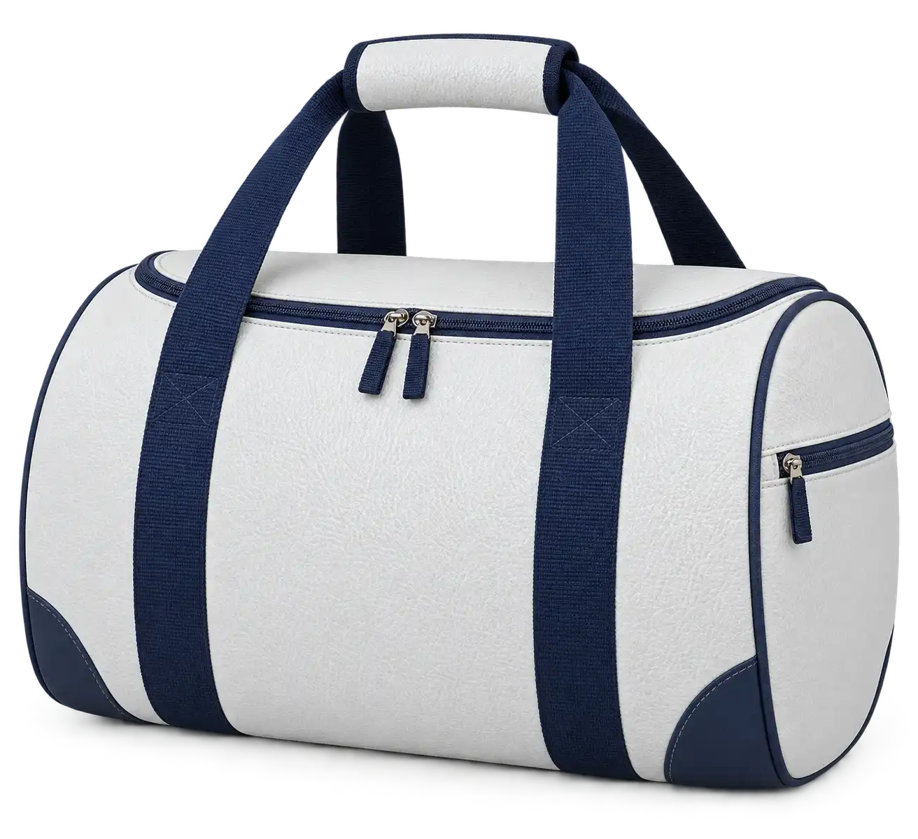 White Faux Leather Thermal Cooler Bag — Navy blue