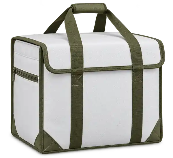 White Faux Leather Thermal Food Delivery Bag