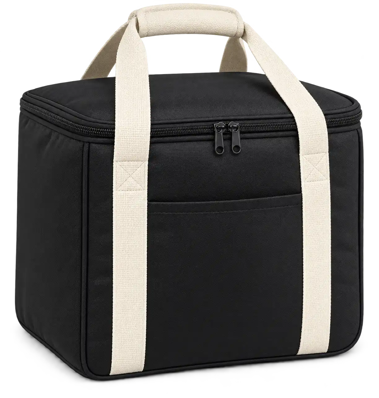 Black Oxford Taffeta Thermal Burger Delivery Bag — Ivory