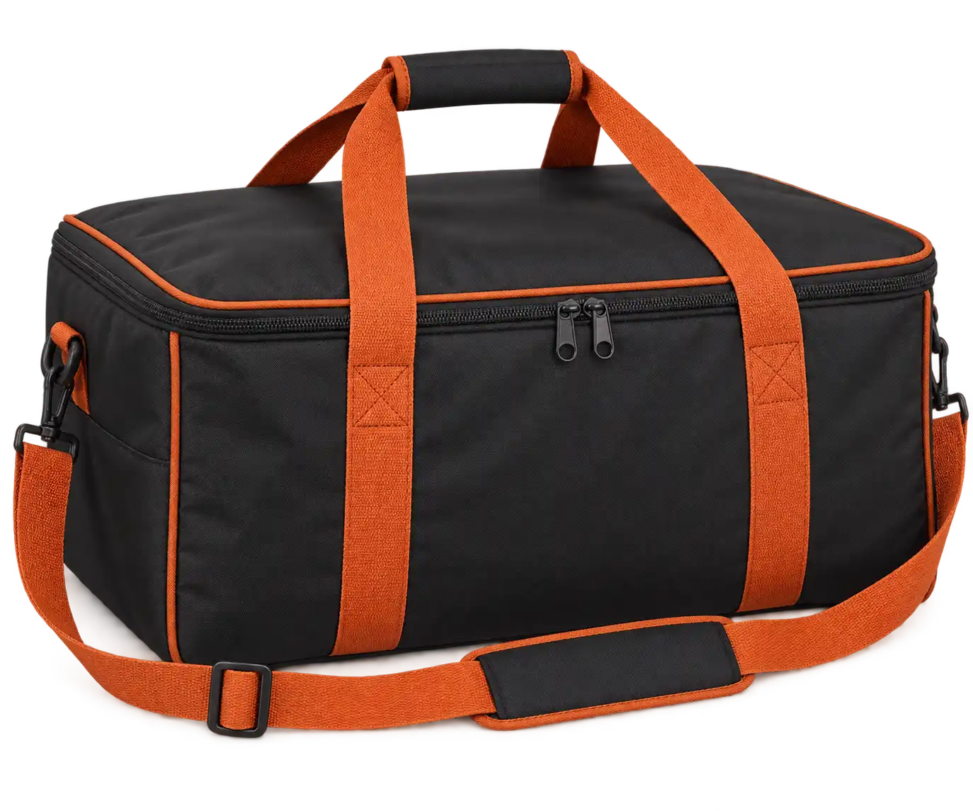 Black Oxford Taffeta Thermal Pizza Delivery Bag — Burnt orange