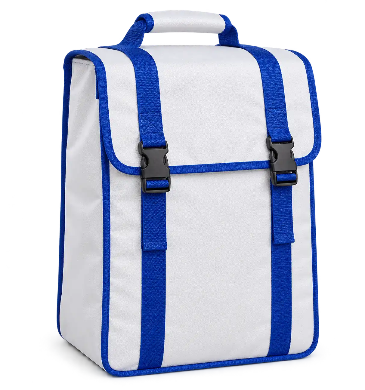 White Oxford Taffeta Thermal Burger Delivery Bag — Cobalt blue