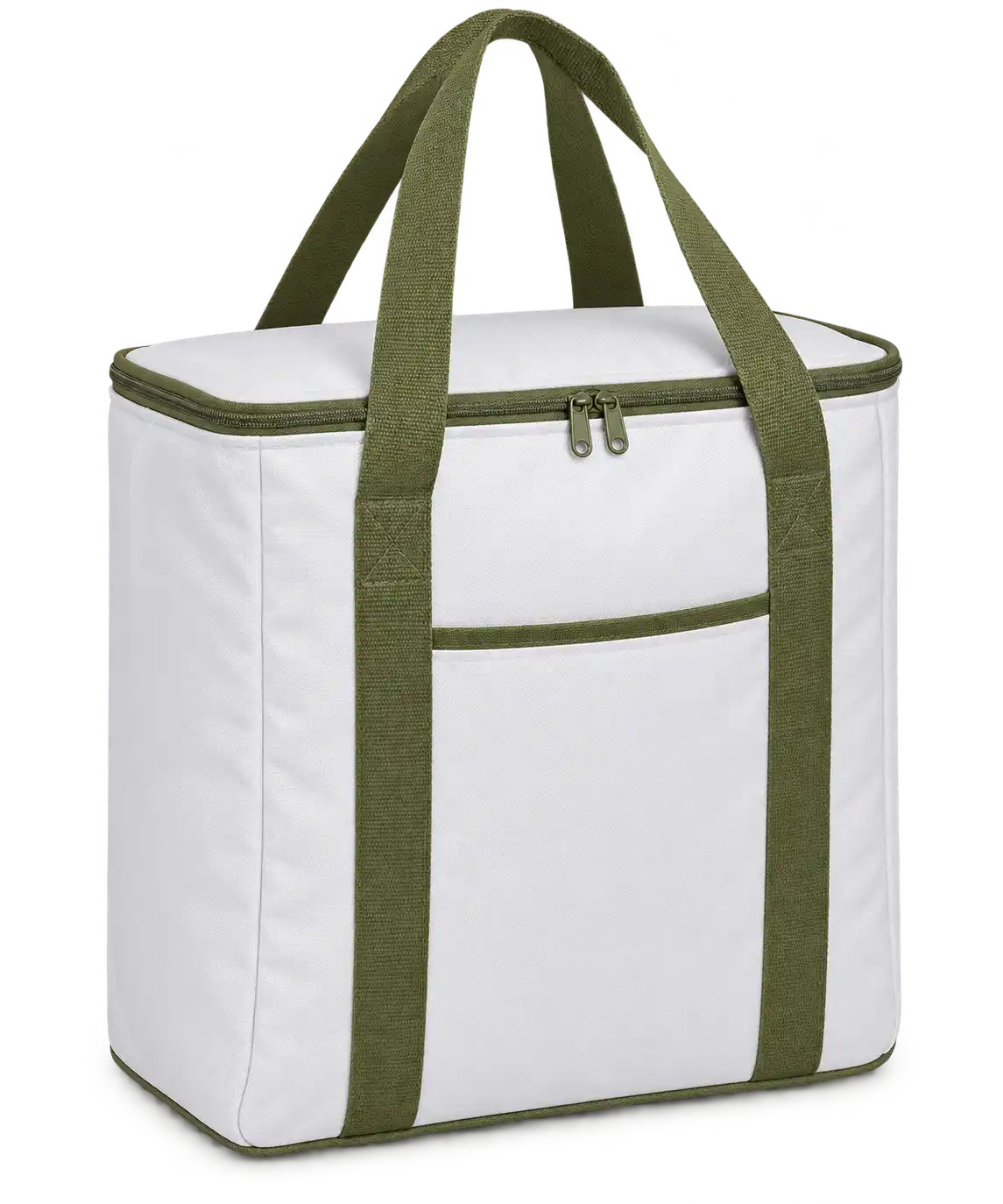 White Oxford Taffeta Thermal Cooler Bag — Olive green