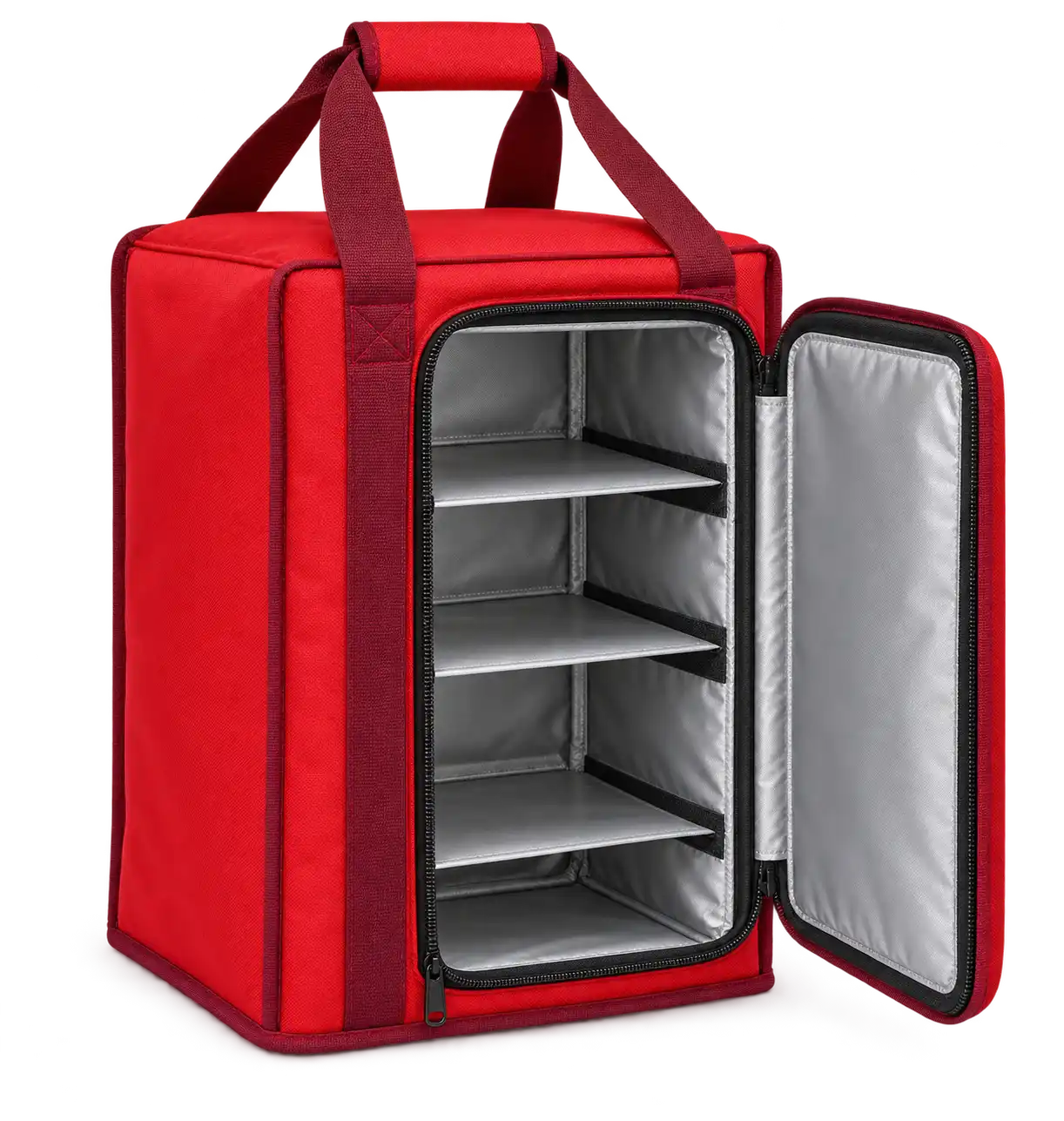 Red Oxford Taffeta Thermal Food Delivery Bag — Burgundy