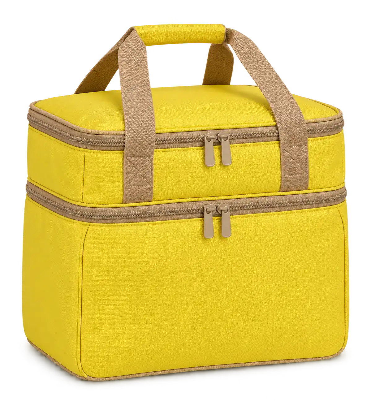 Yellow Oxford Taffeta Thermal Cooler Bag — Camel tan