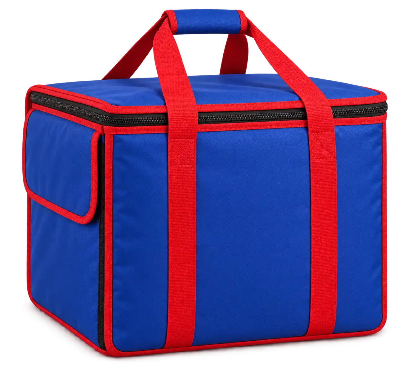 Royal Blue Oxford Taffeta Thermal Food Delivery Bag — Red