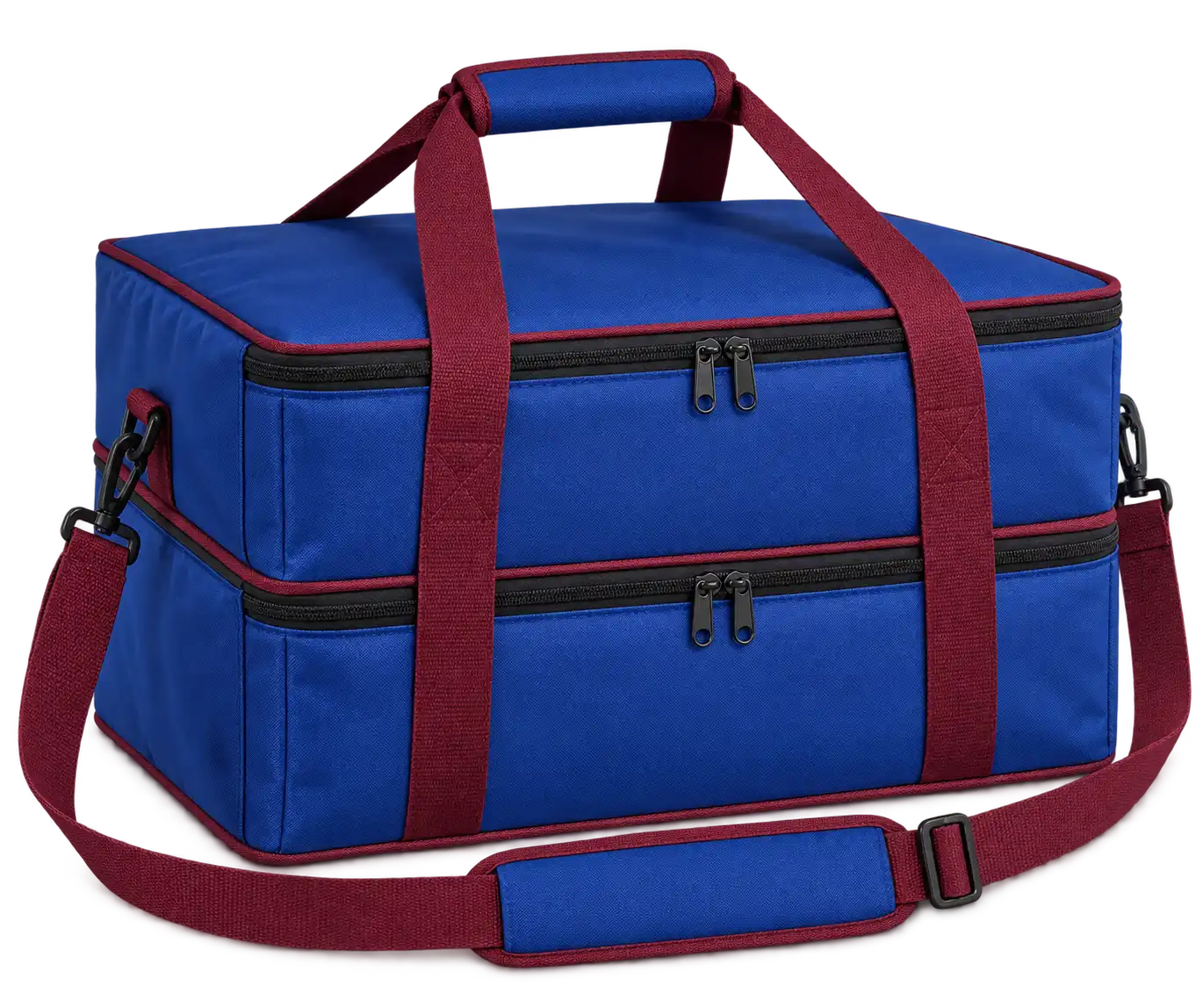 Royal Blue Oxford Taffeta Thermal Pizza Delivery Bag — Burgundy