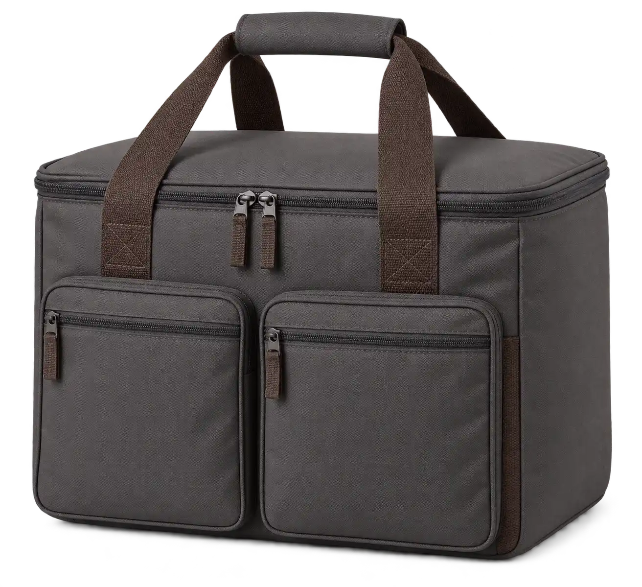 Dark Grey Oxford Taffeta Thermal Cooler Bag — Chocolate brown