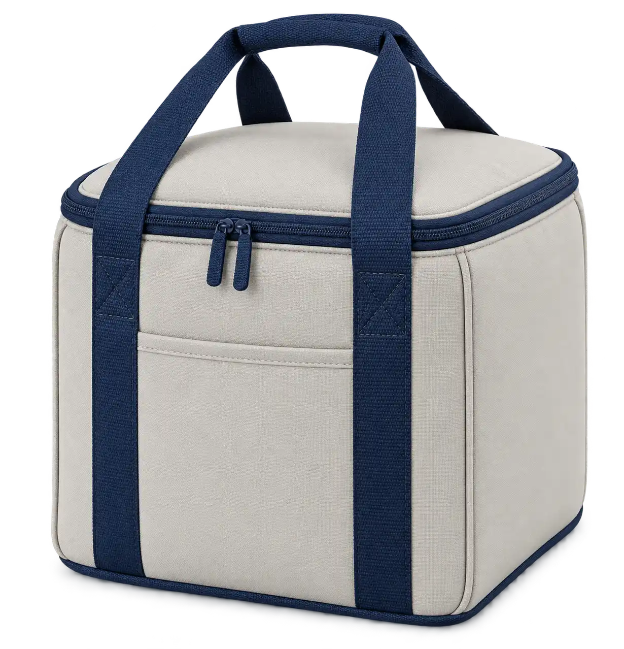 Pale Warm Grey Polyester Thermal Burger Delivery Bag — Navy blue