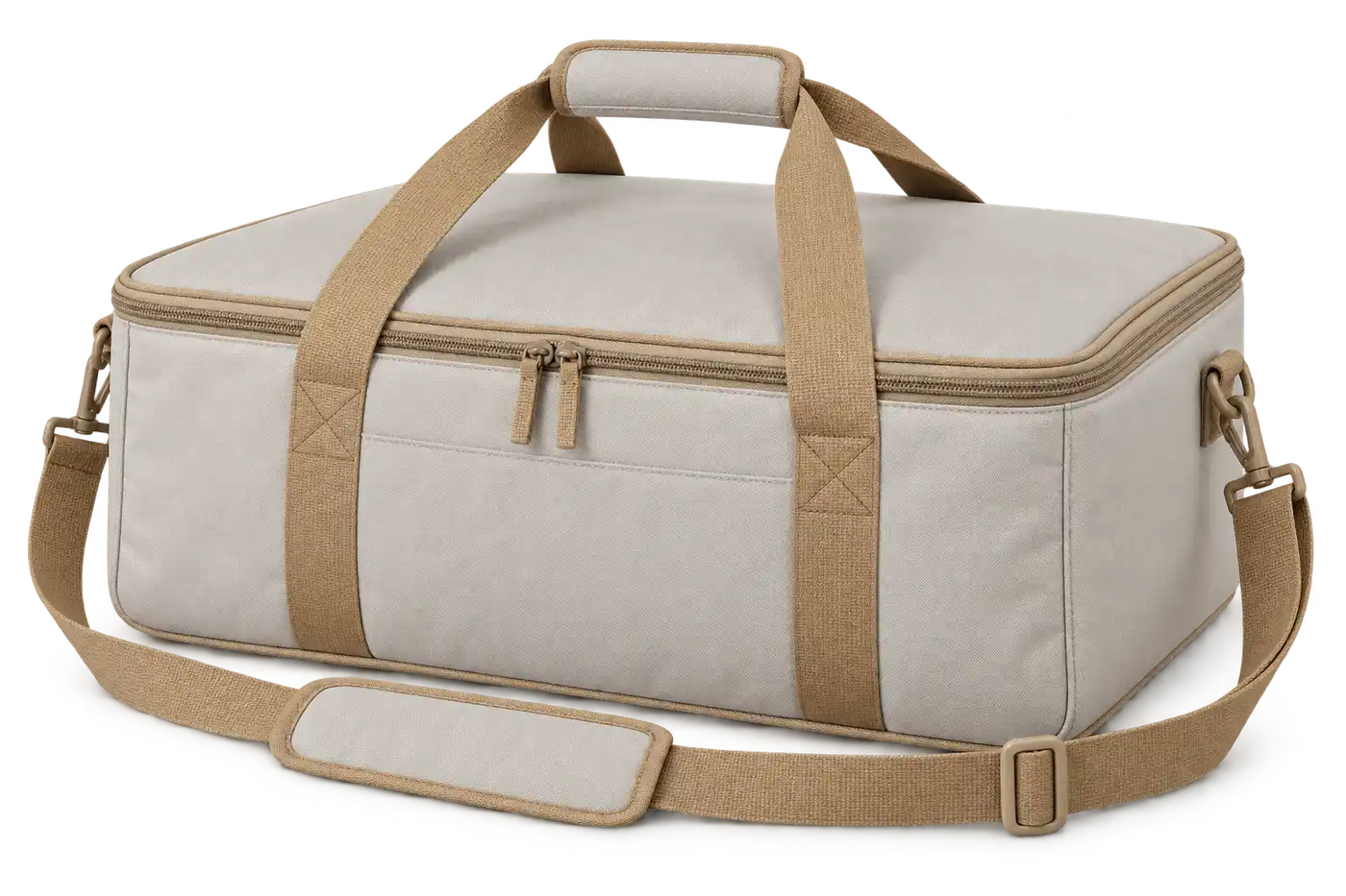 Pale Warm Grey Polyester Thermal Pizza Delivery Bag — Camel tan