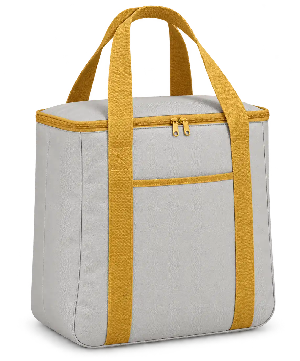 Pale Silver Grey Polyester Thermal Cooler Bag — Golden yellow