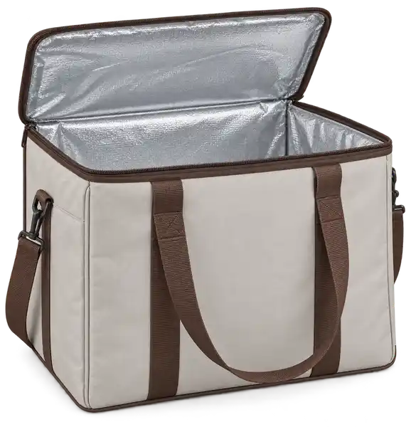 Pale Silver Grey Polyester Thermal Food Delivery Bag