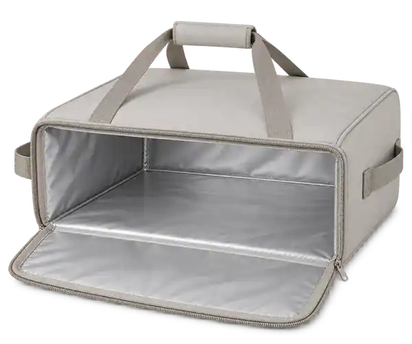 Pale Silver Grey Polyester Thermal Pizza Delivery Bag