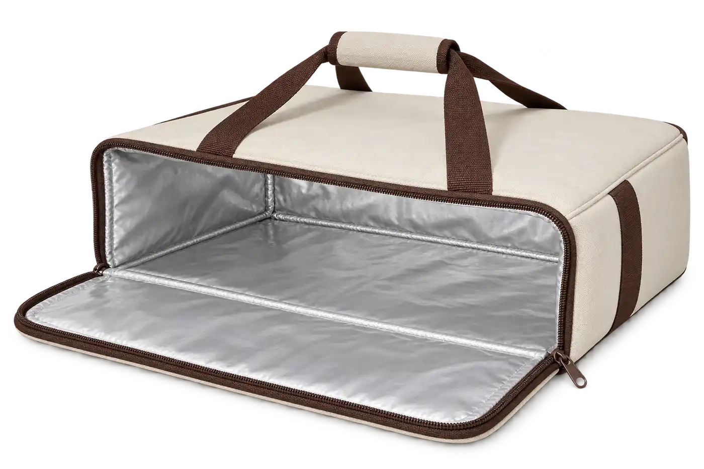 Ivory Polyester Thermal Pizza Delivery Bag — Chocolate brown