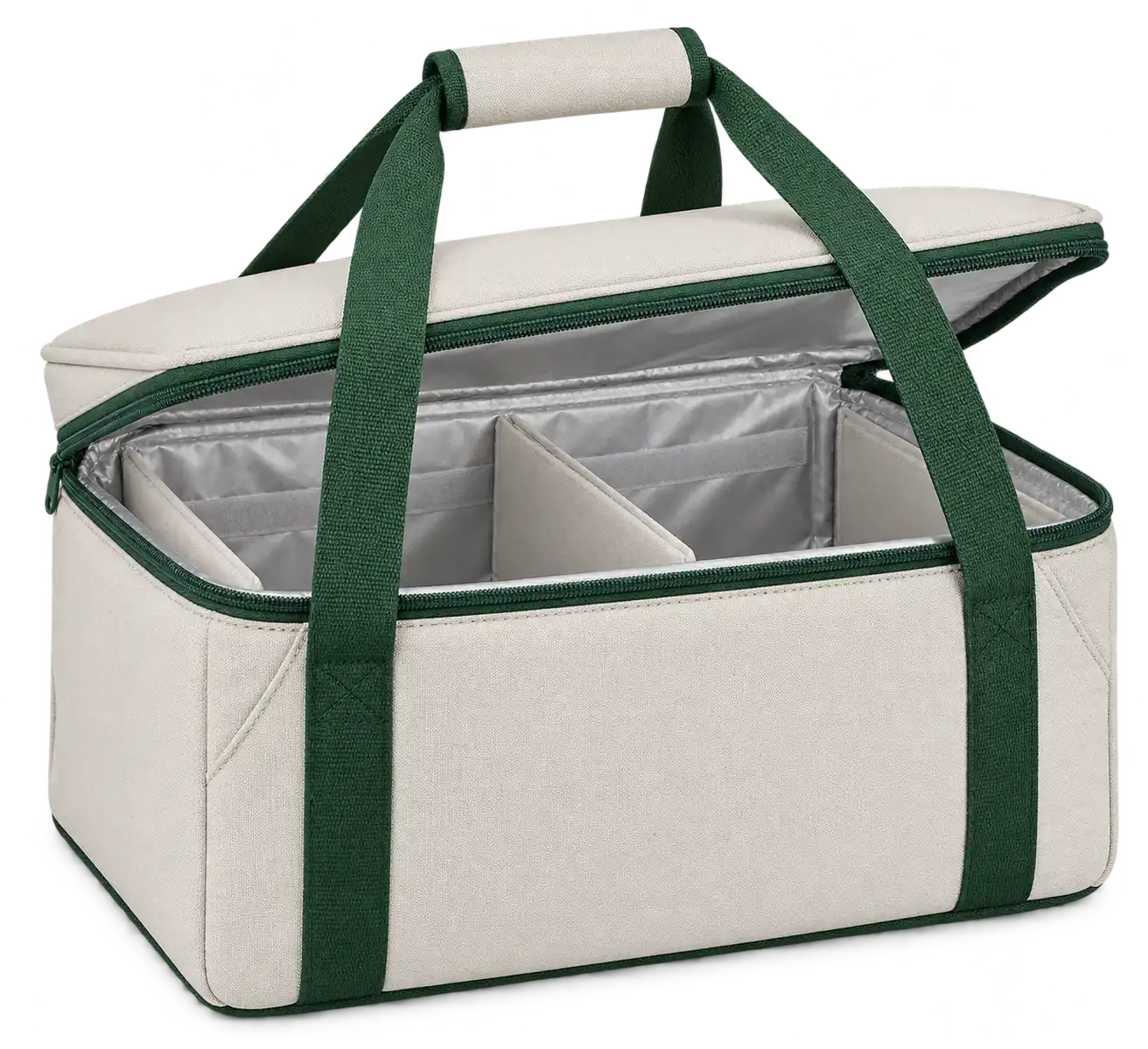Warm Off-White Polyester Thermal Burger Delivery Bag — Forest green